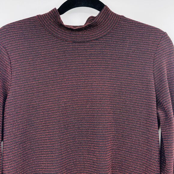 Rebecca Minkoff Women Dress Sz Large Phoebe High Neck Metallic Ribbed Knit Mini - Picture 3 of 10